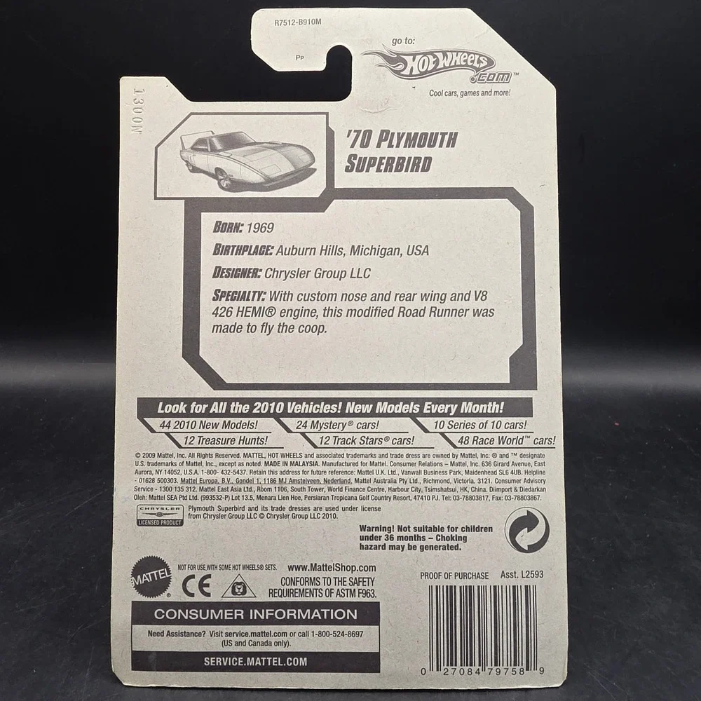 Hot Wheels '70 Plymouth Superbird Yellow Muscle Mania 09/10